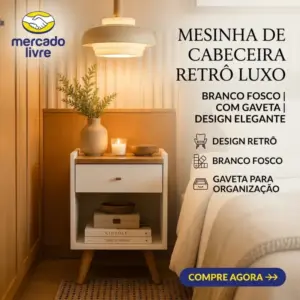 Mesinha De Cabeceira Lateral Retro Luxo Branco Fosco Gaveta