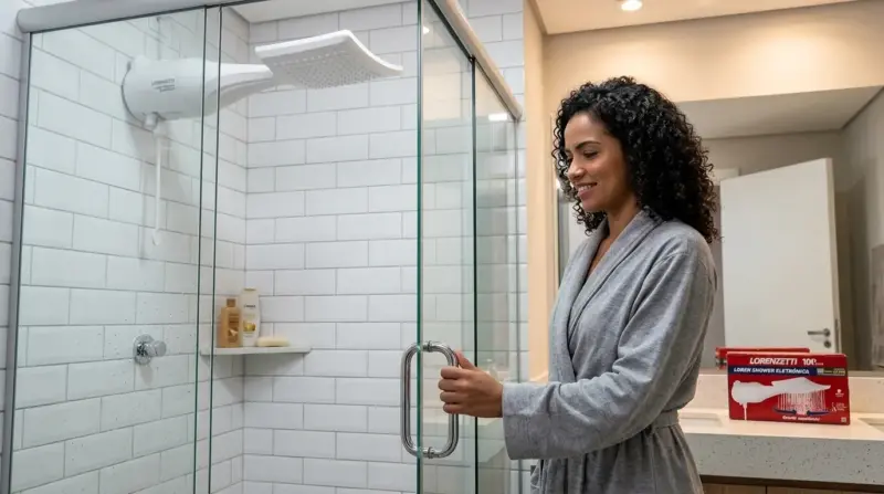 Banho confortável com ducha elétrica blindada