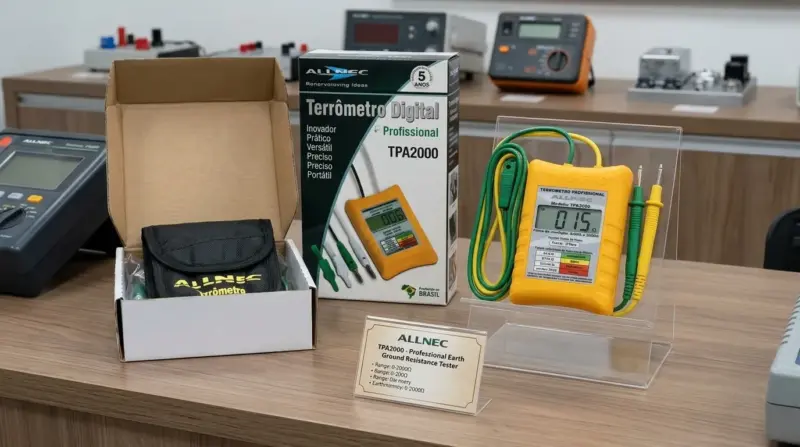 Terrômetro digital 4 pontas em uso